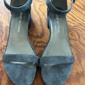 Stuart Weitzman Denim Block Heel Sandals